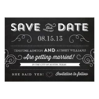 Vintage Chalkboard Save the Date Custom Announcements