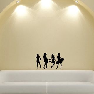 Girls Dancing Silhouette Wall Vinyl Decal Vinyl Wall Art