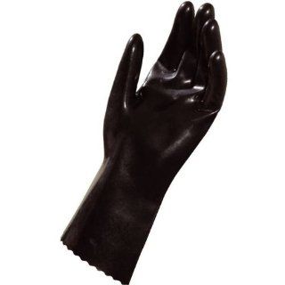 MAPA Fluonit 468 Fluoroelastomer Glove, Chemical Resistant, 0.020" Thickness, 12" Length, Size 10, Black Chemical Resistant Safety Gloves