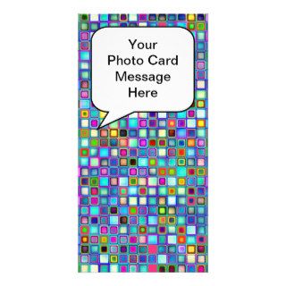 Multicolored 'Kindergarten' Retro Tiles Pattern Custom Photo Card