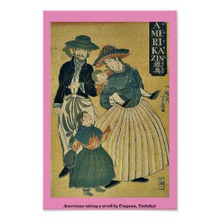 Americans taking a stroll by Utagawa, Yoshifuji Print