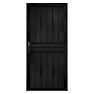 Unique Home Designs Cottage Rose 36 in. x 80 in. Black Recessed Mount Steel Security Door with Expanded Metal Screen and Bronze Hardware SDR06000361150