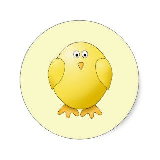 Cute Yellow Chick. Little Bird. Round Sticker
