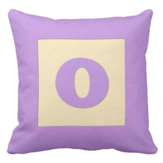Baby building block throw pIllow letter O (purple)