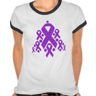 Pancreatic Cancer Christmas Ribbon Tree Tee Shirt