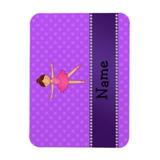 Personalized name ballerina purple polka dots magnets