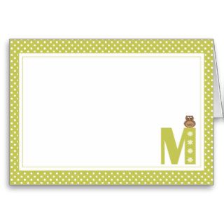 Letter M with Owl Blank Note Card