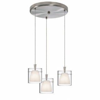 Dainolite Lighting DLSL309 12R WH SC 3 Light Round Pendant, White Frosted and Clear Glass, Satin Chrome Finish   Ceiling Pendant Fixtures  