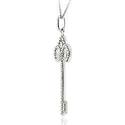 DB Designs Sterling Silver Diamond Accent Key Necklace DB Designs Diamond Necklaces