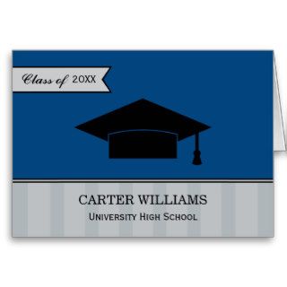 Graduation Thank You Note Cards  Navy Blue Gray