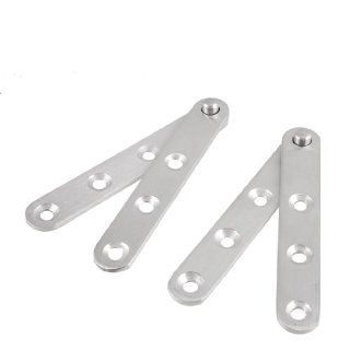 Pair Silver Tone Stainless Steel Cabinet Window Door Hinge 4" Long   Cabinet And Furniture Hinges  