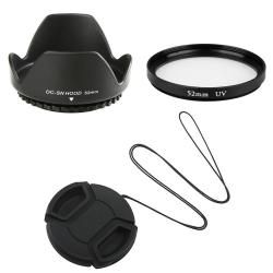 52 mm Lens Hood/ Lens Cap/ UV Filter for Nikon D40/ D40X/ D90 Eforcity Lenses & Flashes
