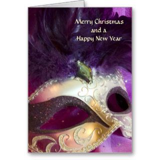 Purple Masquerade Mask Christmas Card