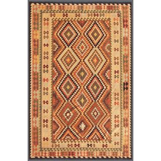 Afghan Hand knotted Mimana Kilim Beige/ Pink Wool Rug (6'6 x 9'7) 5x8   6x9 Rugs