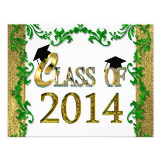 Green & Gold 2014 Graduation Party Invitations
