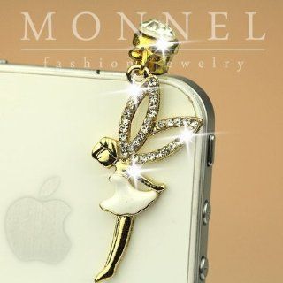 Ip286 Luxury White Angel Fairy Anti Dust Plug Cover Charm for Iphone 4 4s Cell Phones & Accessories