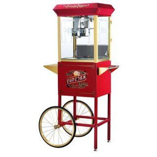 Great Northern Popcorn Red Princeton Antique Style Popcorn Popper Machine Complete with Cart and 8 Ounce Kettle Electric Popcorn Poppers Kitchen & Dining