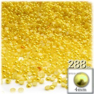 The Crafts Outlet 288 Piece Pearl Finish Half Dome Round Beads, 4mm, Sunshine Yellow