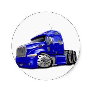 Peterbilt Blue Truck Round Sticker
