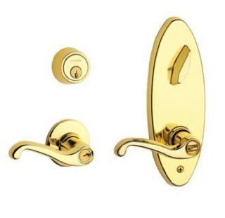 Schlage S251PD 606 Satin Brass Entrance Double Locking Interconnected Flair Handle   Door Levers  