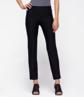 Eileen Fisher Slim Ankle Pant With Yoke in Washable Stretch Crepe M Black
