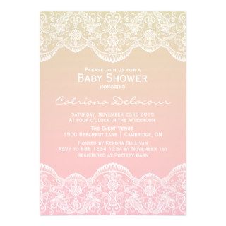 Ombre Lace Pattern Sunset Baby Shower Invitation