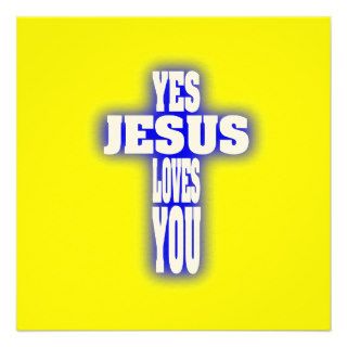 YES JESUS LOVES YOU IN BLUE COLOR ANNOUNCEMENT