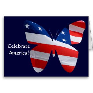 Celebrate America Butterfly AmericanFlag Greeting Cards