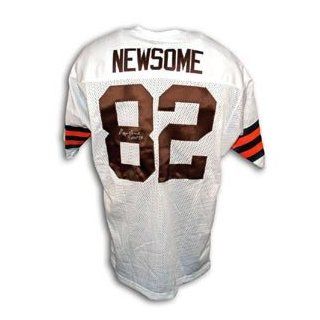 Ozzie Newsome Signed Cleveland Browns Throwback White Jersey Sports Collectibles