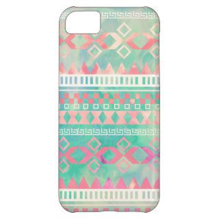Pink Turquoise Aztec Watercolor Pastel Pattern Case For iPhone 5C