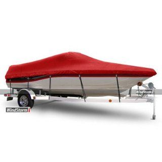 WindStorm V Hull Runabout Boat Cover with Windshield and Bow Rails Color Charcoal, Beam Width x Centerline 102" x 294"  Patio, Lawn & Garden