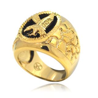 De Buman 14k Gold Overlay Eagle Black Agate Ring De Buman Gemstone Rings