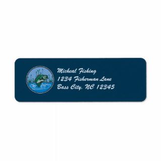 Personalized Bass Fishing Angling Fisherman Blue Return Address Label