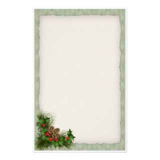 Holly and Pine Cone Christmas Stationery
