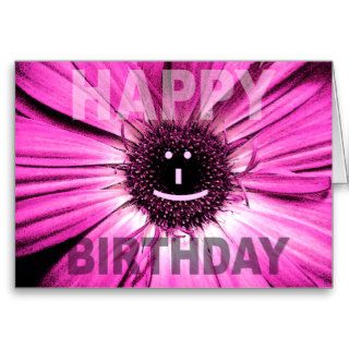 Happy Birthday Card Smile Pink Daisy