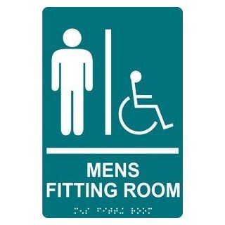 ADA Mens Fitting Room Braille Sign RRE 19943 WHTonBHMABLU Mens / Boys  Business And Store Signs 