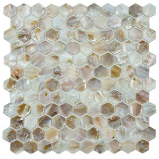 SomerTile 'Seashell Hexagon Natural' 12x12 inch Mosaic Tiles (Pack of 10) Wall Tiles