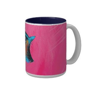 Colorful Girly Pink Feathers Cute Blue Red Bird Coffee Mugs