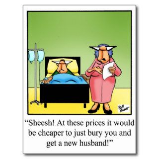 Funny Get Well New Husband Postcard