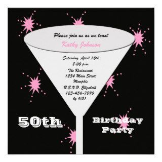 50th Birthday Party Invitation    Pink 50th Toast