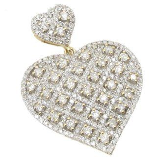 Womens 2.31ctw 14k Yellow Gold White diamond heart pendant LP324Y 25mm wide and 38mm long AM Jewelry