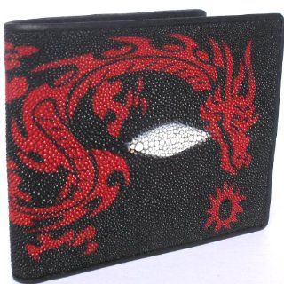 BEAUTIFUL GENUINE STING RAY LETHER WALLET WITH RED DRAGON 