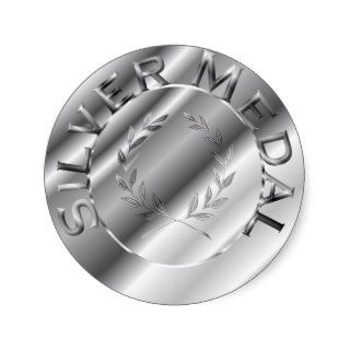 Silver Medal Round Sticker
