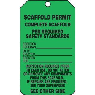 Accuform Signs TRS326CTP PF Cardstock Scaffold Tag, Legend "SCAFFOLD PERMIT COMPLETE SCAFFOLD PER REQUIRED SAFETY STANDARDS/INSPECTION", 3 1/4" Width x 5 3/4" Height, Black on Green (Pack of 25) Lockout Tagout Locks And Tags Industria
