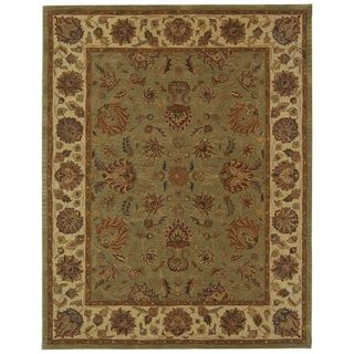 Handmade Heritage Kerman Green/ Gold Wool Rug (9'6 x 13'6) Safavieh 7x9   10x14 Rugs