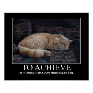 To  Achieve the Impossible Dream Cat Artwork Poster