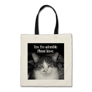 "Yes, I'm Adorable. Please Leave" Crabby Cat Tote Canvas Bags