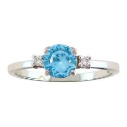10k Gold December Birthstone Swiss Blue Topaz and Diamond Ring Gemstone Rings