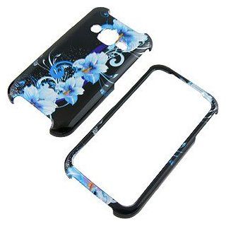 Blue Flowers Black Protector Case for Samsung Galaxy Rugby Pro i547 Cell Phones & Accessories