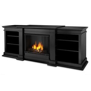 Real Flame Fresno 72 in. Media Console Gel Fuel Fireplace in Black G1200 B